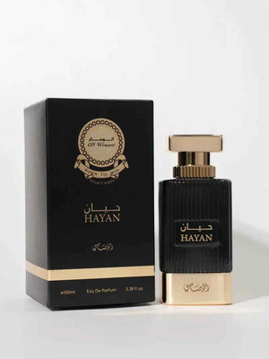 Al Wisam Hayan by Rasasi spiced leather and soft musk fragrance, additional view