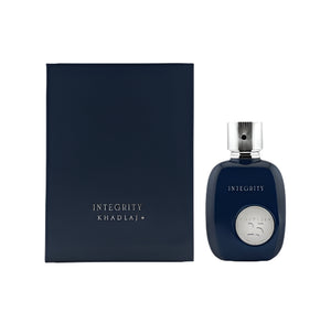 Khadlaj 25 Integrity 100ml EDP – fresh, woody perfume with grapefruit, bergamot, elemi, lavender, chestnut, vanilla, tonka bean, and dry woods in a premium bottle.