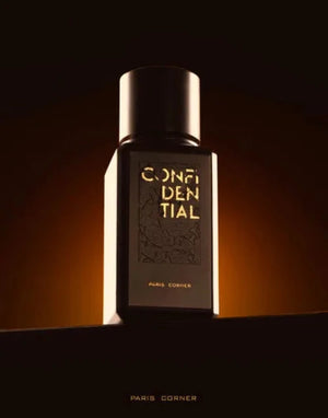 Confidential perfume with saffron, oud, rose, tobacco, and sandalwood notes – bold mysterious spicy woody fragrance