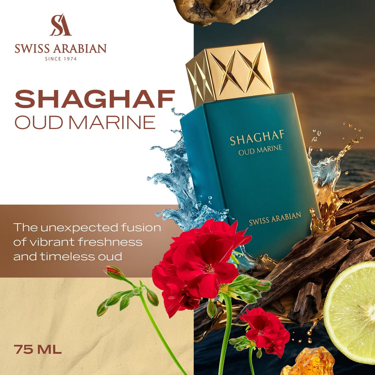 Swiss Arabian Shaghaf Oud Marine Eau de Parfum 75ml - lifestyle image