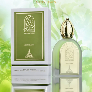Misty Dawn by Paris Corner pear, freesia and rose musk perfume bottle