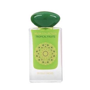 Musky floral perfume gift set – Musk Tahara Tropical Fruits by Gulf Orchid featuring Eau de Parfum, body mist, and perfume oil with pear, musk, and amber notes.
