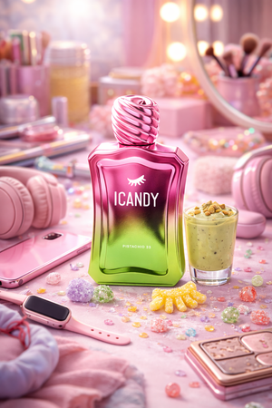 Pistachio 33 perfume flat lay