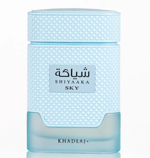 Khadlaj Shiyaaka Sky 100ml EDP bottle — bergamot, neroli, ambroxan