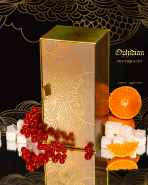 Ophidian Sweet Surrender perfume with red berries, vanilla, cacao, amber musk and woody notes – seductive gourmand fragrance