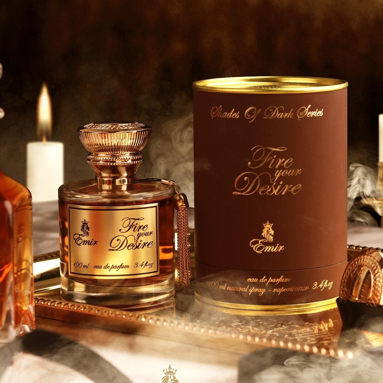 Fire Your Desire by Emir boozy cinnamon vanilla perfume bottle