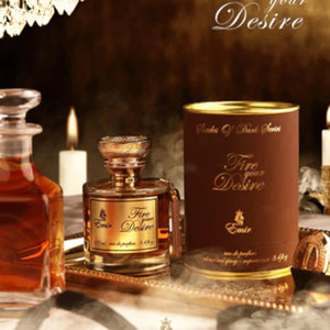 Fire Your Desire perfume by Emir – amber vanilla scent with cognac, cinnamon, and praline notes

