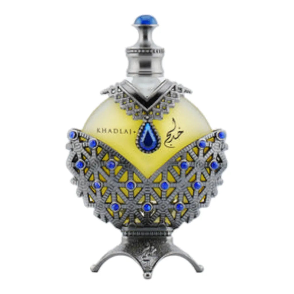 Hareem Al Sultan Blue 35ml by Khadlaj – elegant long lasting fruity floral perfume with notes of citrus, jasmine, musk, and amber in a luxurious bottle.

