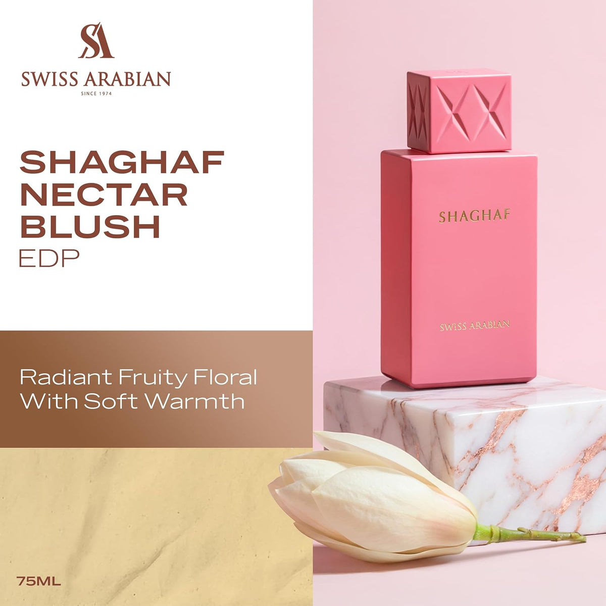 Swiss Arabian Shaghaf Nectar Blush Eau de Parfum 75ml - lifestyle image