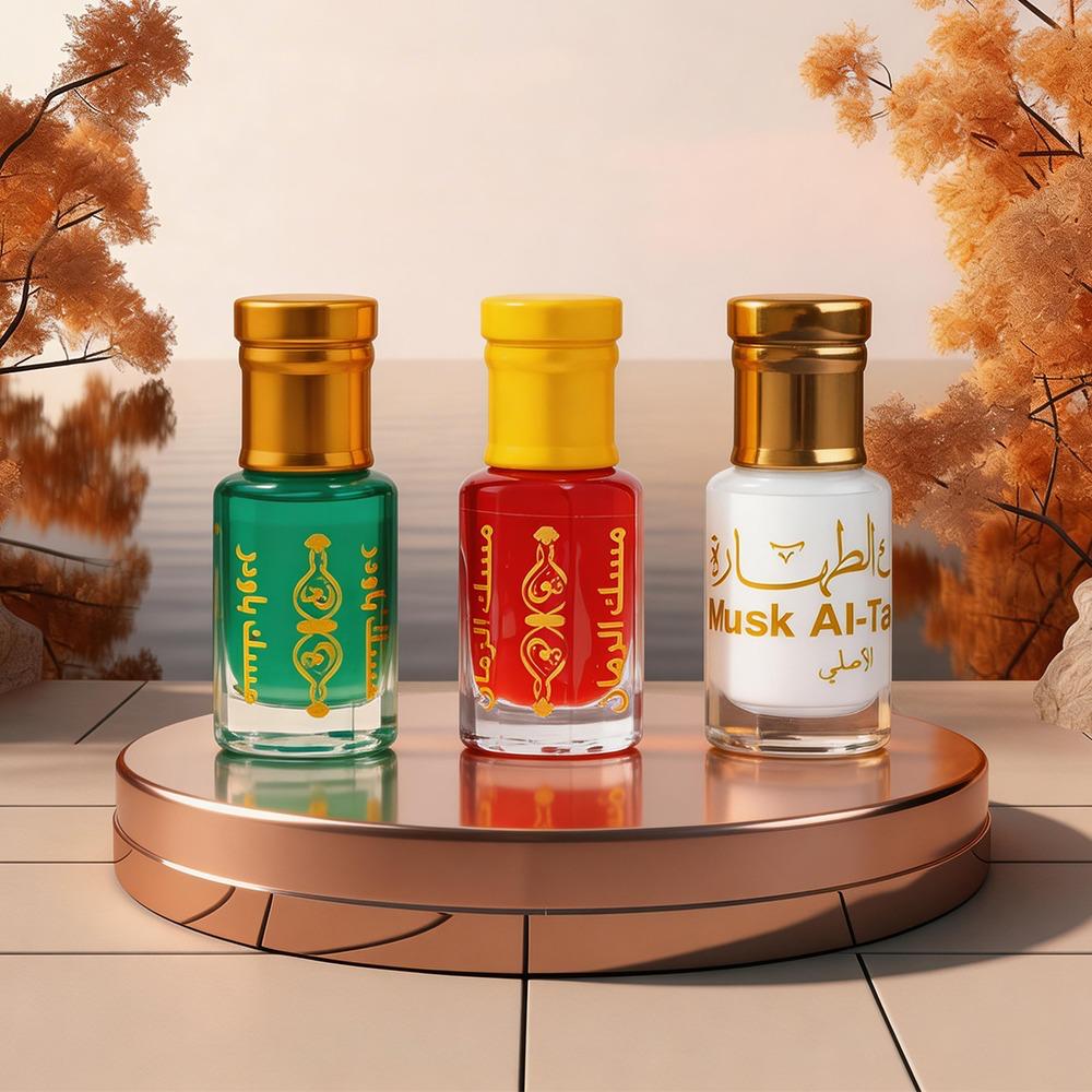 DEAL 8 - Musk Al-Tahara Baby Powder Musk – Hair & Body Perfume Oil - Pomegranate Musk Perfume Oil – Sweet & Sultry Fruity Scent (6ml) -  White Musk Al-Taharah – Intimate & Underarm Deodorant Oil 6ml