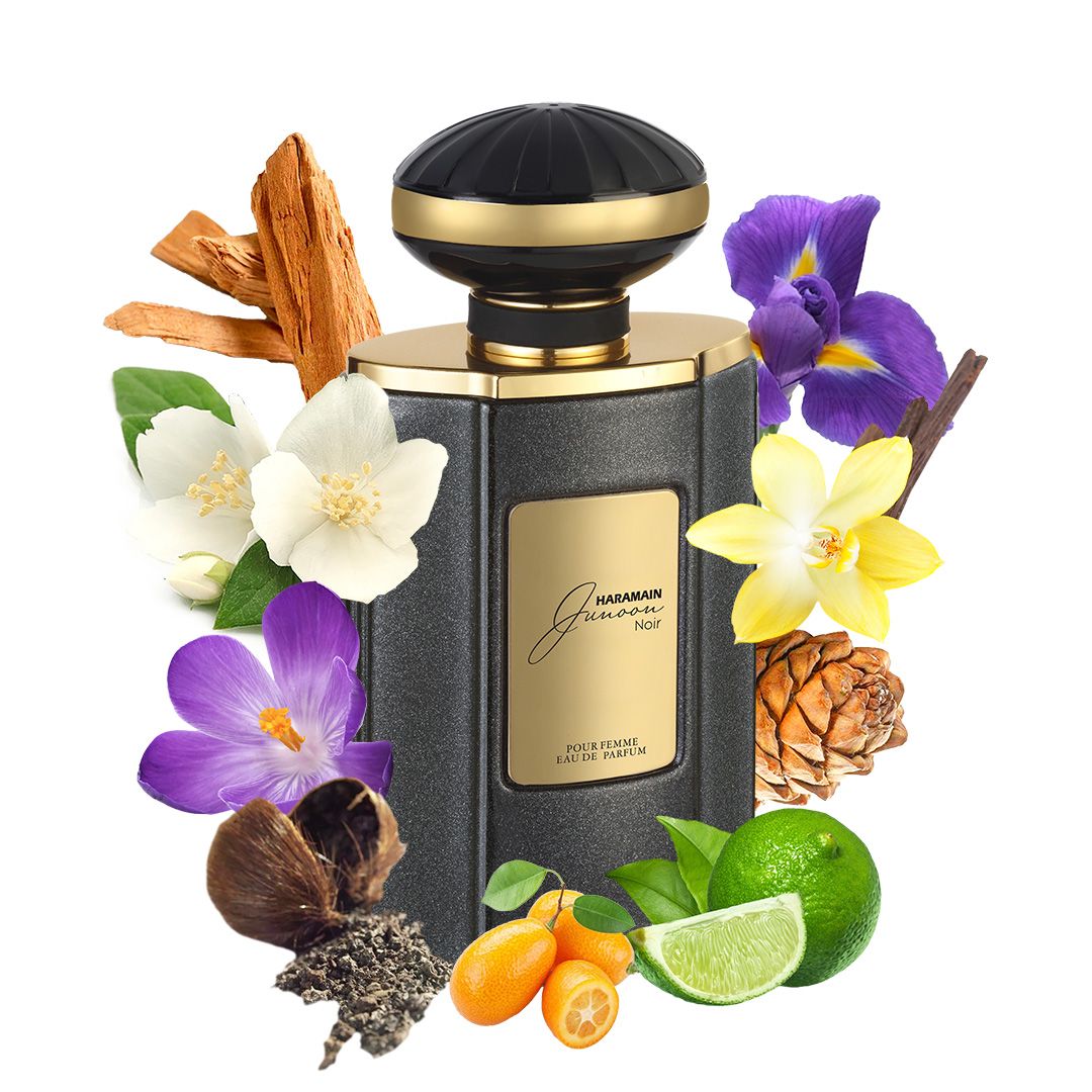 Haramain Junoon Noir Eau de Parfum 75ml – dark floral musk fragrance for women


