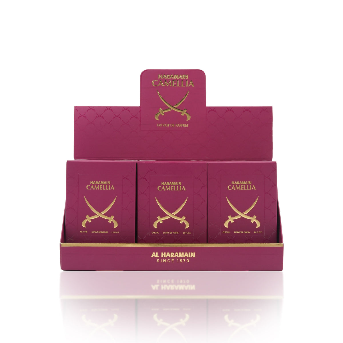 Al Haramain Camellia 30ml Extrait de Parfum manufacturer display carton; sold as one bottle
