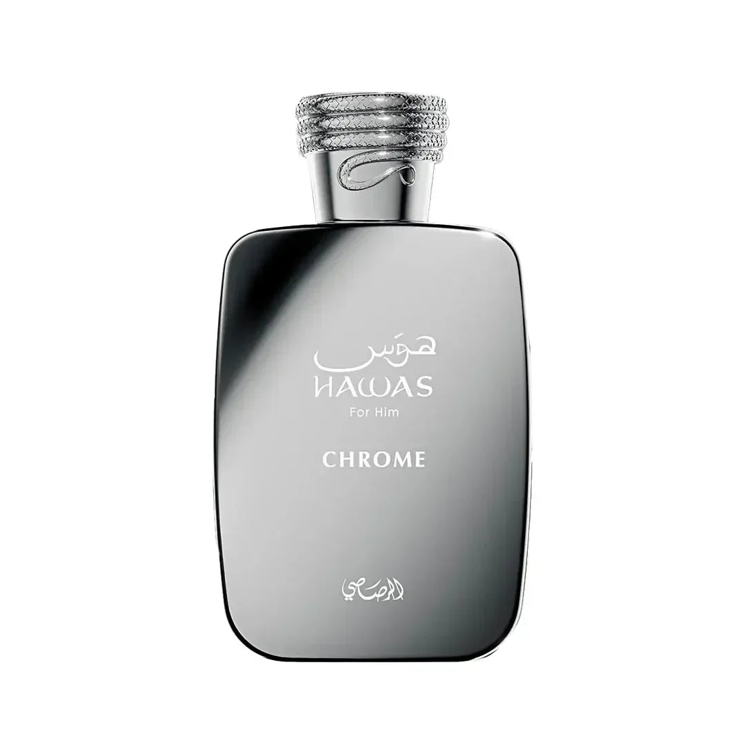 Hawas Chrome by Rasasi 100ml Eau de Parfum silver bottle - Al Sultan Perfumery Australia