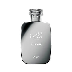Hawas Chrome by Rasasi 100ml Eau de Parfum silver bottle - Al Sultan Perfumery Australia