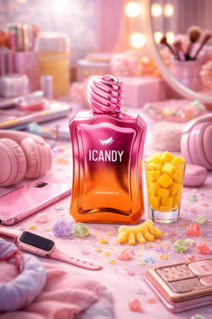 Frozen Mango Peach 36 perfume flat lay