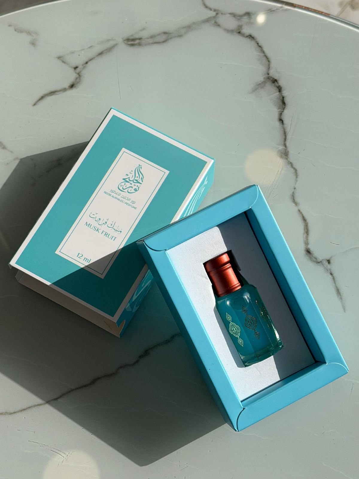 Noor Alkhaleej Musk Fruit 12ml concentrated perfume oil with turquoise gift box